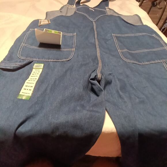 Liberty Bib Overalls Mens 48x30 Blue Denim Farmer Carpenter Workwear Utility - Picture 5 of 8